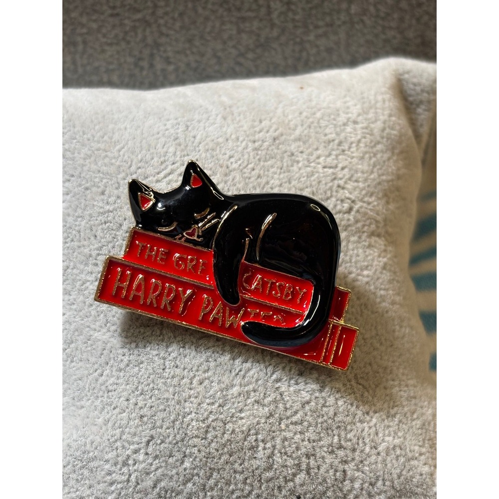 #42. Enamel Cat Sleeping Book Brooch